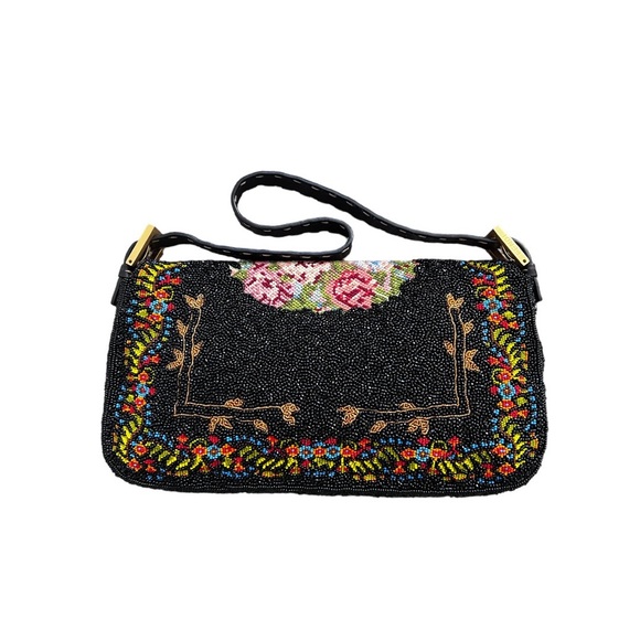 Fendi cross stitch floral beaded embroidered baguette - Picture 2 of 6